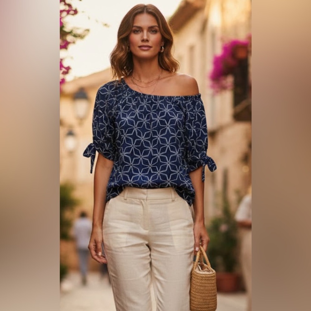 Crazy 8 Navy Blue Geometric Blouse
